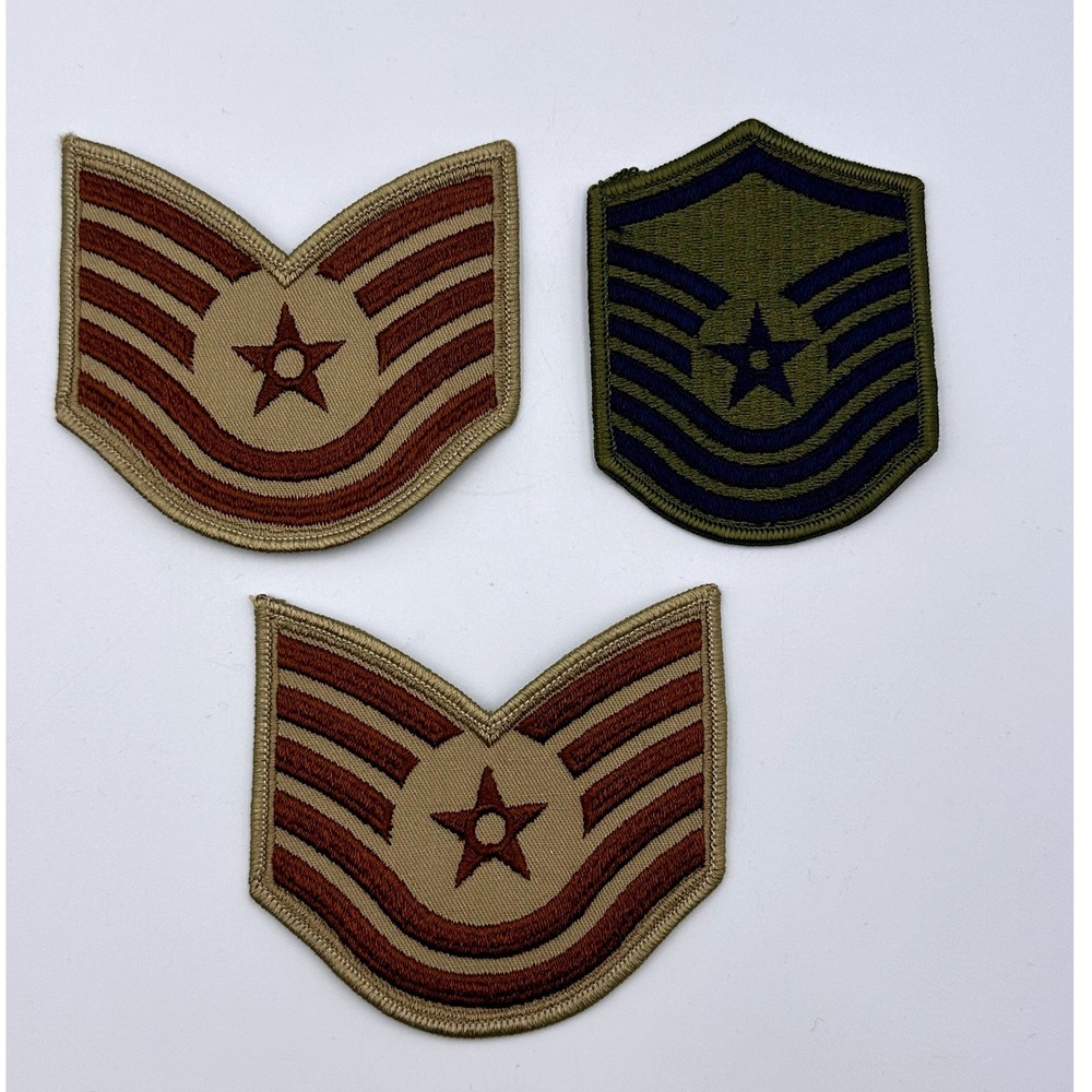 Vintage US Aie Force Enlisted Rank Insignia Patches Cloth Backing Set of 3‎